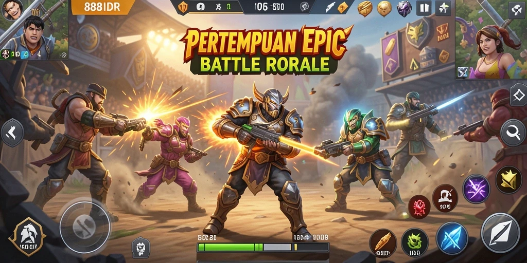 Screenshot dari gameplay seru 888IDR dalam pertempuran Battle Royale.