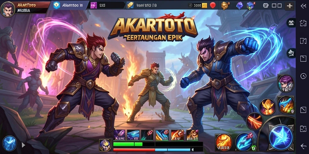 Tangkapan layar gameplay AKARTOTO yang menunjukkan aksi pertarungan seru.