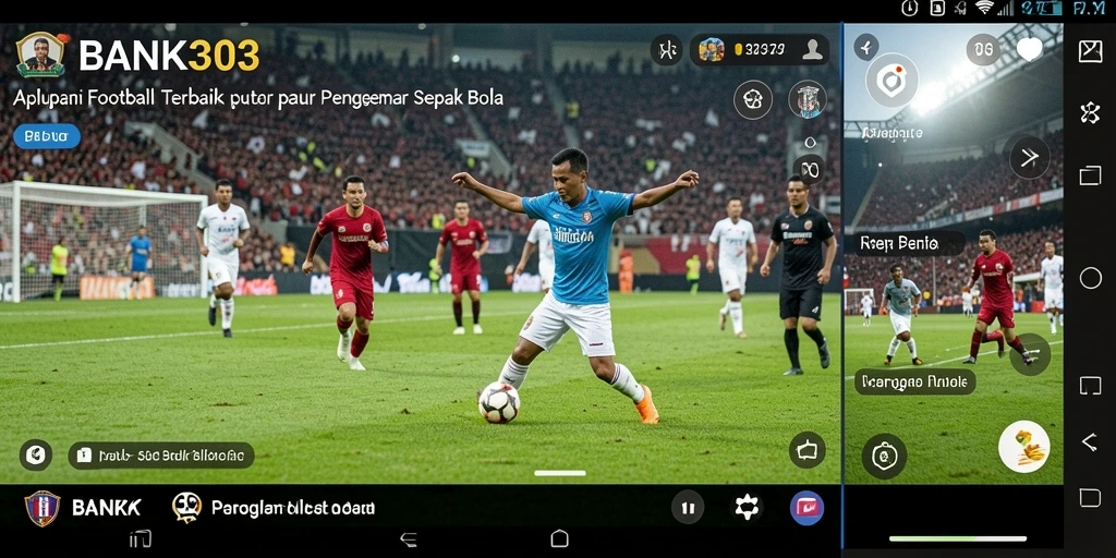 Tampilan gameplay seru dalam aplikasi BANK303 yang menampilkan pertandingan sepak bola.