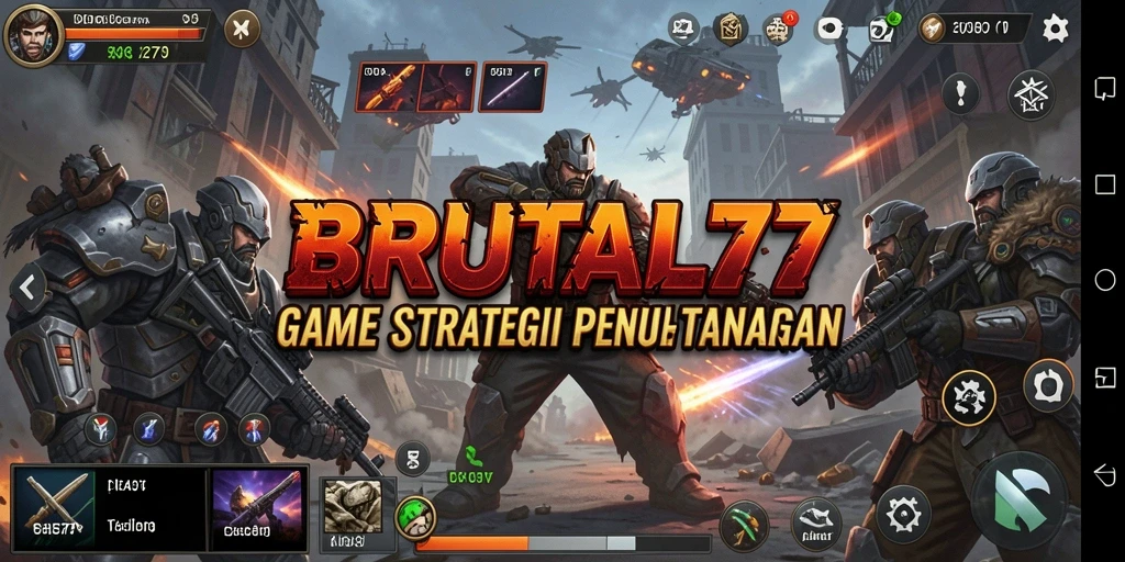 Tampilan gameplay strategi yang mendebarkan di BRUTAL77.