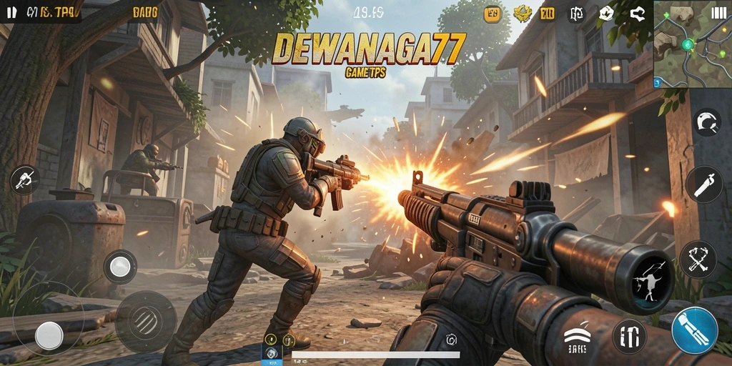 Screenshot gameplay DEWANAGA77 yang menampilkan aksi seru pertarungan TPS.