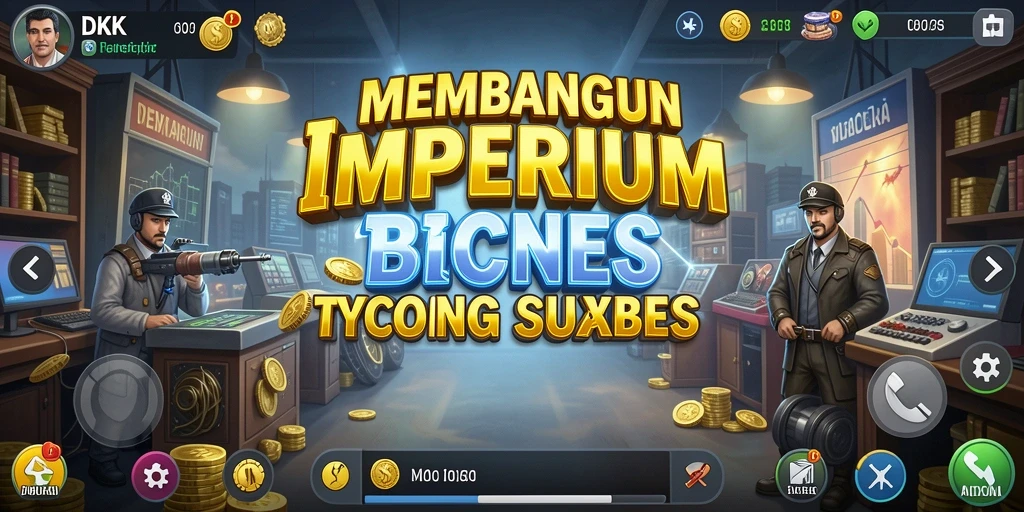 Screenshot utama DKK menampilkan gameplay seru dalam membangun bisnis Tycoon.