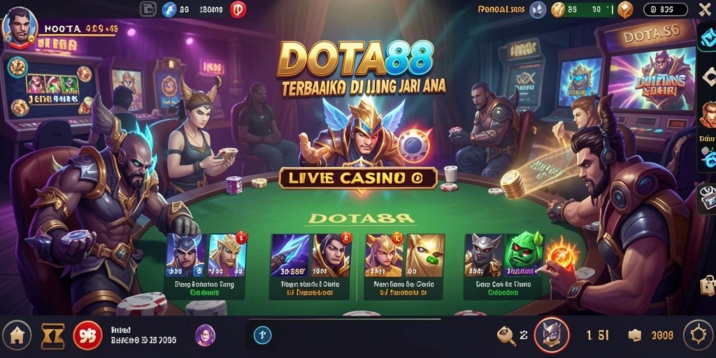 Tampilan permainan Live Casino DOTA88 dengan dealer profesional dan interaksi langsung.