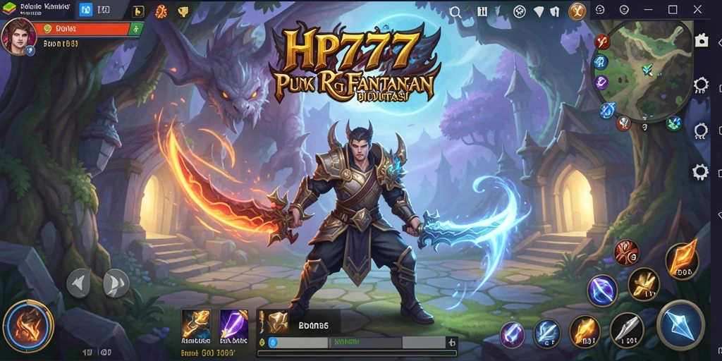 Screenshot gameplay HP777 menampilkan karakter dalam pertarungan epik.