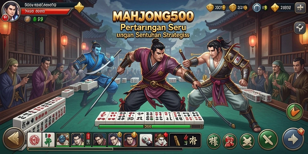 Screenshot gameplay MAHJONG500 menampilkan pertarungan yang dinamis dan spektakuler.