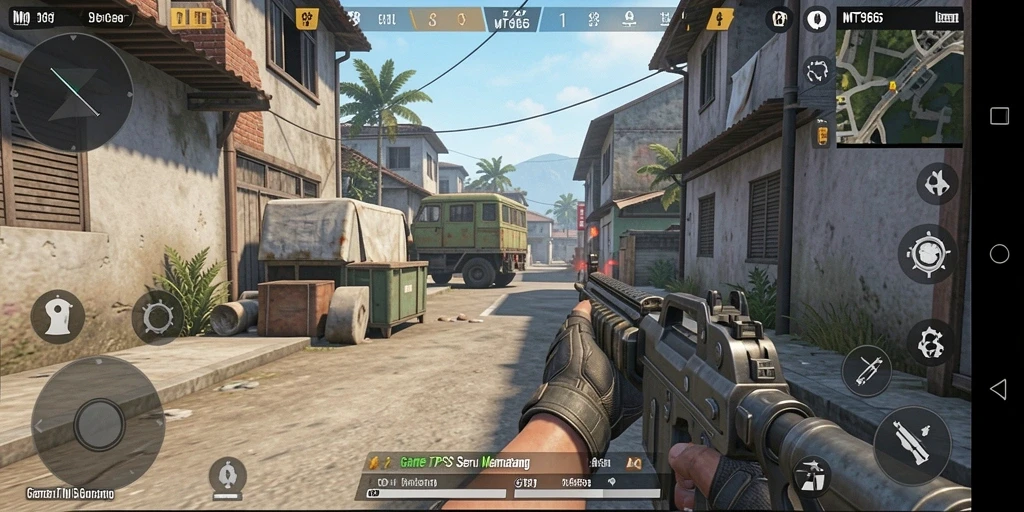 Tampilan gameplay seru di MT966 dengan aksi tembak-menembak yang mendebarkan.