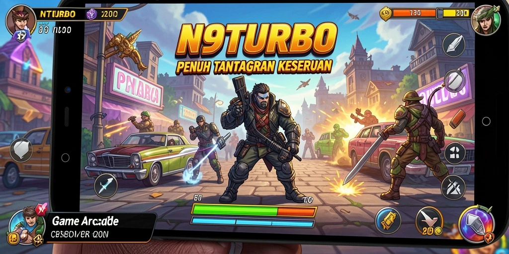 Tampilan gameplay N9TURBO yang seru dan menantang.