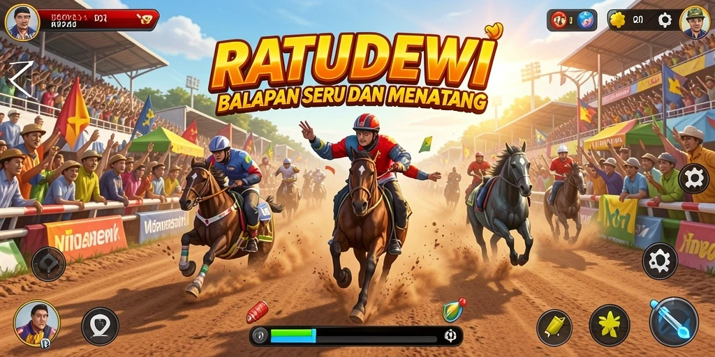 Tampilan gameplay balapan yang mendebarkan di RATUDEWI.